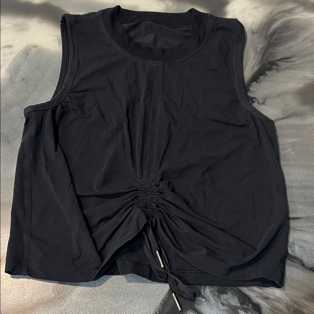Lululemon Athletica Black Ruched Tank Top, cropped
